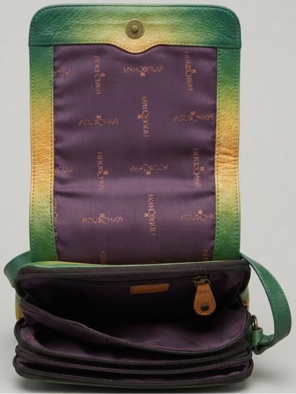 Hand-Painted Teal Crossbody Bag with Tropical Parrot Design